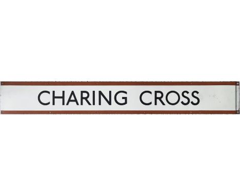 1950/60s London Underground enamel PLATFORM FRIEZE PANEL from the Bakerloo Line platforms at Charing Cross station, renamed E