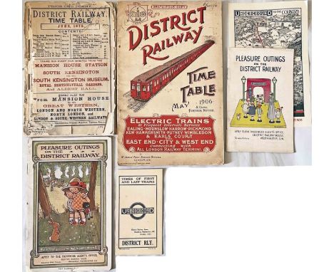 Selection (5) of early District Railway ephemera comprising TIMETABLE BOOKLETS dated June 1873 (fragile, loose covers) and Ma