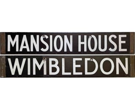 London Underground Q/CO/CP Stock enamel CAB DESTINATION PLATE for Mansion House / Wimbledon on the District Line. Just the 3r