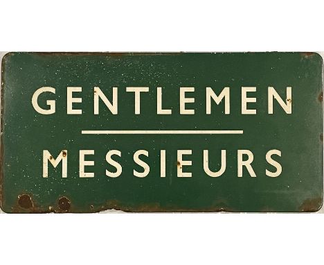 British Railways (Southern Region) enamel SIGN 'GENTLEMEN / MESSIEURS' from the harbour arm platform at Folkestone Harbour st