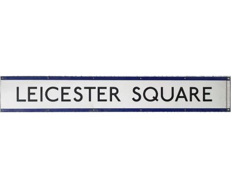 London Underground 1950s/60s enamel PLATFORM FRIEZE PANEL from the Piccadilly Line platforms at Leicester Square station. Mea