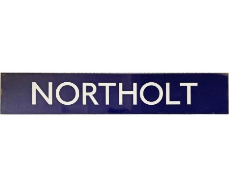 London Underground enamel PLATFORM SIGN from Northolt station on the Ruislip branch of the Central Line. The centre bar from 