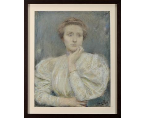 JOSÉ JÚLIO DE SOUSA PINTO - 1856-1939, Portrait of a lady, pastel on paper, signed, Dim. - 68 x 55 cm