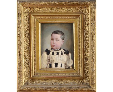 FRANCISCA DE ALMEIDA FURTADO - 1826-1918, Portrait of a child, miniature on ivory, faults on the pictorial layer, signed and 