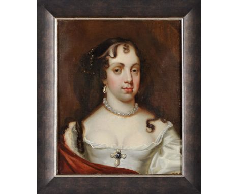 Portrait of Catherine of Braganza (1638-1705), Infanta of Portugal and Queen of England, oil on canvas, English School, 17th 