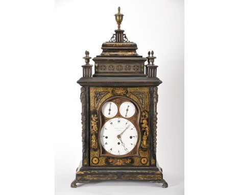 A "George Prior" musical table clock (intended for the Turkish market), George III (1760-1820), green lacquered wood case wit