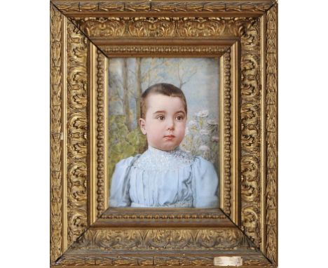 FRANCISCA DE ALMEIDA FURTADO - 1826-1918, Portrait of child, miniature on ivory, unsigned, Dim. - 17 x 13,8 cm