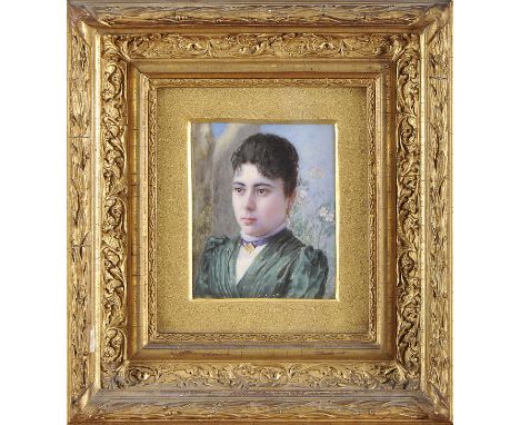 FRANCISCA DE ALMEIDA FURTADO - 1826-1918, Portrait of a lady, miniature on ivory, unsigned, Dim. - 13 x 11,2 cm