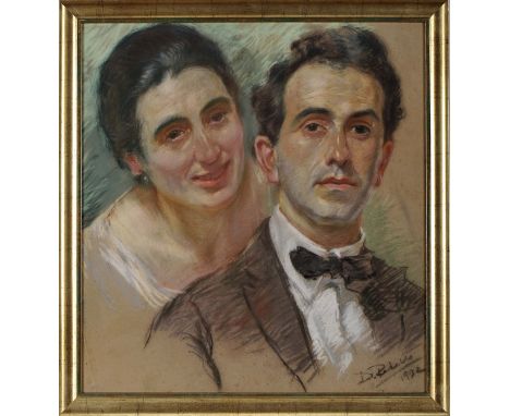 DOMINGOS REBELO - 1891-1975, Portrait of the Artist's wife, Maria Josefina, and self-portrait (São Miguel Island, Azores), pa