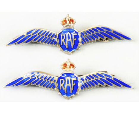 Two RAF silver and enamel sweetheart brooches, each marked "Silver", 4cm long (2)