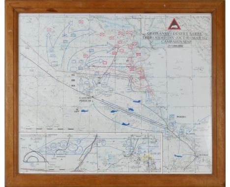 A First Gulf War operation map, entitled "OP Granby/Desert Sabre 1(BR) Armd Div (Oct 90-Mar 91) Campaign Map", scale : 1/1,00