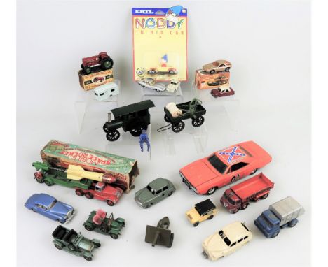 Various Makers - Crescent Mobile Space Rocket No.1268, part box, Chad Valley Wee-Kin Hillman Minx, Tri-ang Minic traction eng