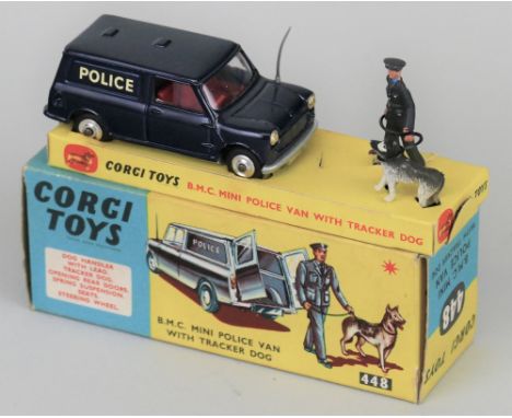 Corgi - BMC Mini Police Van with tracker dog, No.448, boxed with inner
