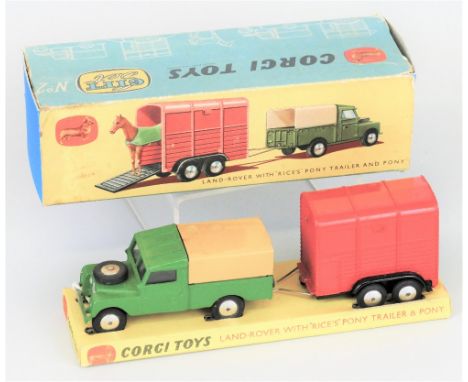 Corgi - Gift Set No.2 Land Rover with 'Rices' pony trailer and pony, restored box