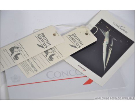 A collection of items pertaining to Concorde from a flight by Concorde on August 4th 1996, to include passenger ticket and ba