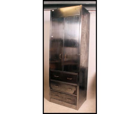 A stunning vintage highly polished kitchen / Farmhouse / larder cupboard having two long doors opening to reveal shelved inte