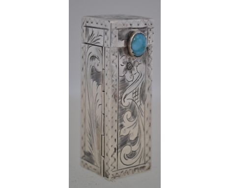 A vintage white metal ( marked ' 800 ' indicating silver content ) miniature ladies compact lipstick holder. The pull out sec