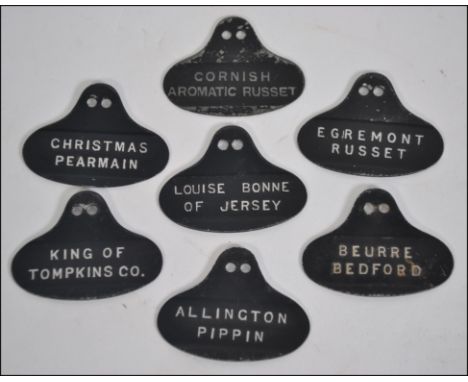 A unusual collection of vintage metal apple labels, all with notations for Crown buildings, Crown street to verso W6cm