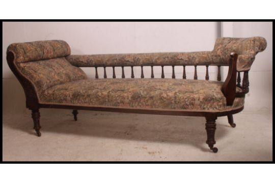 A Good Edwardian Mahogany Show Frame Double Ended Scroll End Chaise Longue Sofa Say Bed Being R