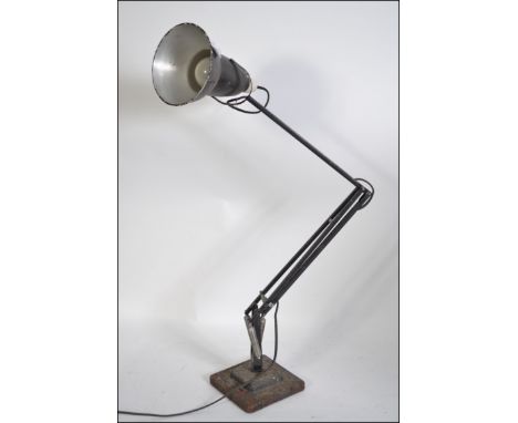 A vintage mid  20th century two step anglepoise desk lamp with all over blackened finish stamped Herbert Terry, Redditch H73c
