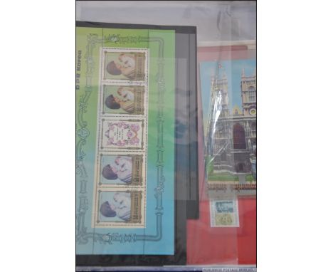 Royalty. Vintage & modern postcard collection (240), collection various stamps issues & Pres. Packs plus souvenirs. Regal job