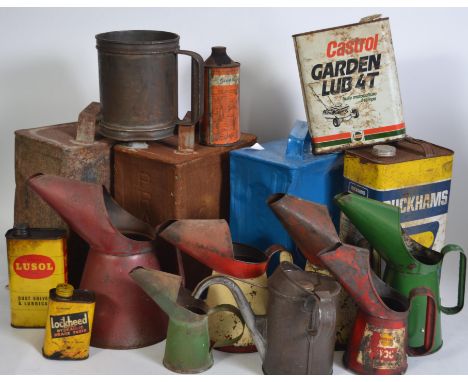 A good collection of vintage oil cans, tins pertaining to the advertising of motor cars