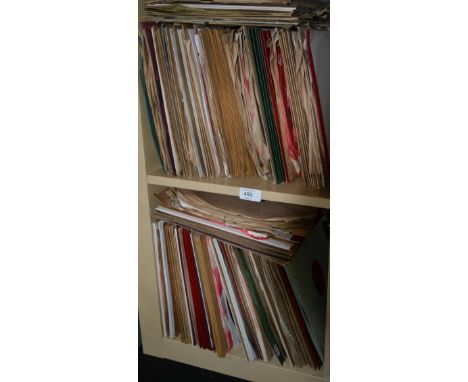 A collection of vintage 78rpm records of various genres, various artists and record labels.