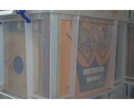 A collection of vintage 78rpm records of various genres, various artists and record labels.