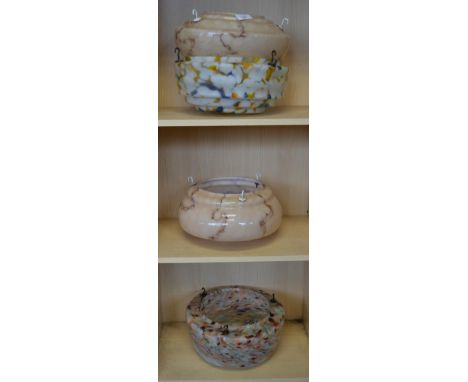 A collection of four 1930's vintage mottled glass ceiling light shades