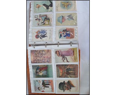 COMIC POSTCARDS. Collection of 116 in album. Mostly vintage around the pre 2nd war era. Usual themes: seaside, drink and fat 