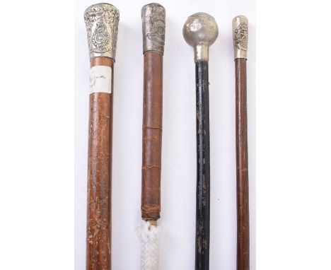 Victorian Royal Marines Officers Cane, with large white metal top; Victorian Cammeronians swagger stick; Royal Artillery ridi