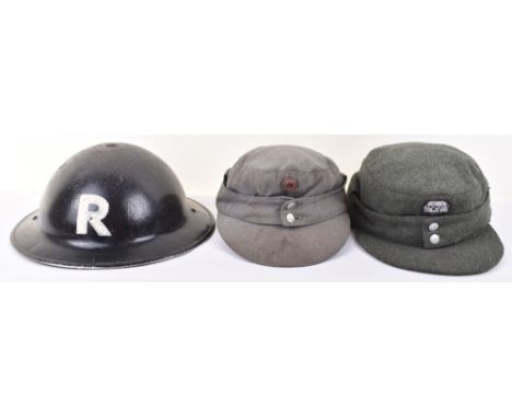 WW2 British Civil Defence Rescue Party Steel Helmet, standard black painted shell with white stencilled “R” to the centre. Co