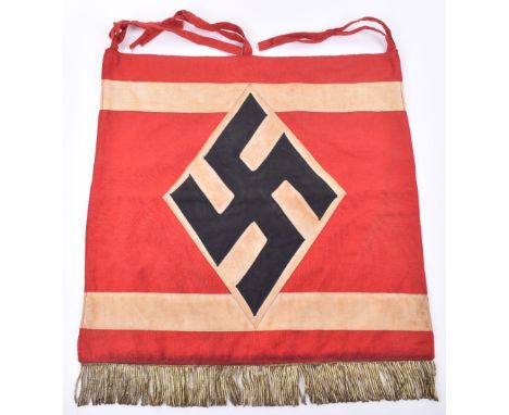 WW2 German Third Reich NPEA Students Association Trumpet Banner, double sided example with bullion fringing to lower edge. Cl