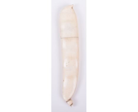 ^A 19th century Japanese carved ivory match stick holder the form of a bean, 8.5cm