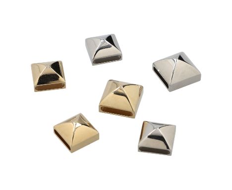 HERMÈS Tuch-Accessoires-Konvolut "MEDOR". Sechs Teile, vier kleine Ausführungen und zwei große. Drei Teile mit Palladium-Aufl