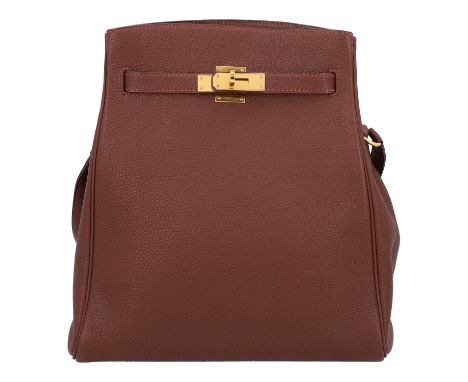 HERMÈS Umhängetasche "KELLY SPORT", Koll.: 2001. Clémence-Leder Serie in Weinrot mit vergoldeter Hardware, Riemenvershcluss a