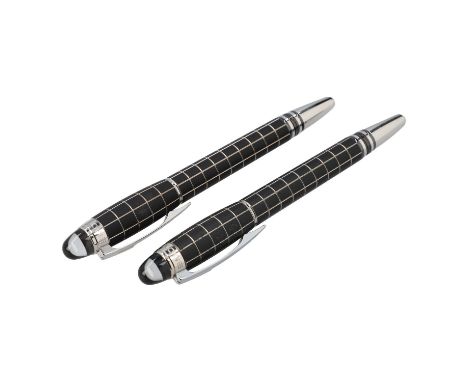 MONTBLANC Schreibset "STARWALKER". Bestehend aus 1x Kugelschreiber und 1x Kolbenfüller (14K WG Feder). Klassisches Design in 