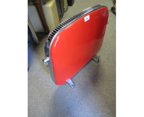 A VINTAGE RETRO STYLE RED ENAMEL HEATER - FOR DISPLAY PURPOSES ONLY 