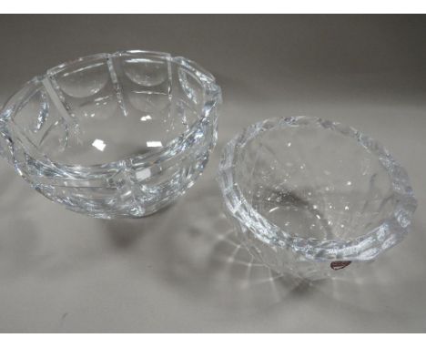 TWO SIGNED ORREFORS OF SWEDEN ART GLASS BOWLS 