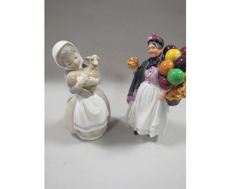ROYAL DOULTON FIGURINE THE PENNY FARTHING TOGETHER WITH A NAO FIGURINE (2) 