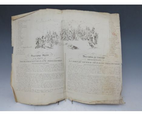 A 19TH CENTURY PRINT, titled 'De scripting Sketch of The Print of The Death of Gen: Sir Ralph Abercrombie', published June 18