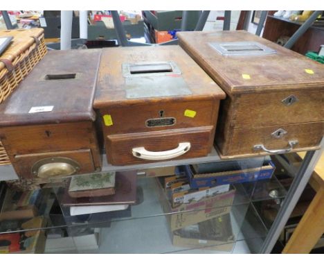 THREE VINTAGE WOODEN TILLS A/F 