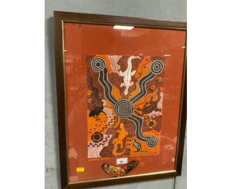 LYNDA BROWN NABANUNGA ABORIGINAL ART MIXED MEDIA 'WATERHOLE DREAMING' 