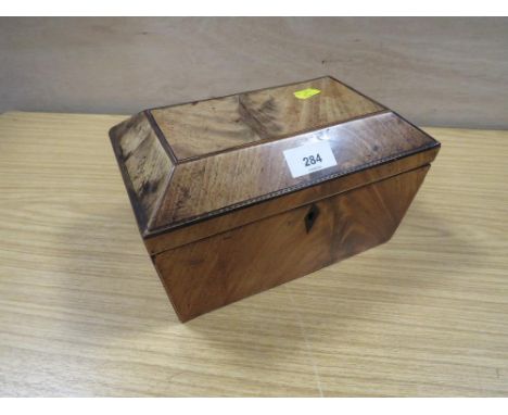 A 19TH CENTURY WALNUT TEA CADDY WITH TWO COMPARTMENTS 