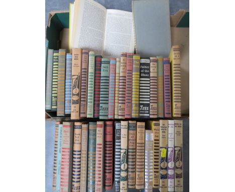 A TRAY CONTAINING APPROXIMATELY THIRTY NINE VINTAGE HARDBACK JAZZ BOOK CLUB BOOKS, mainly from the 1960s