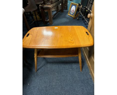 An Ercol style two tier blonde coffee table 