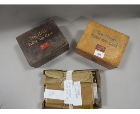 A VINTAGE DISECTION TOOLS SET TOGETHER WITH TWO EMPTY BOOTS FIRST AID BOXES 