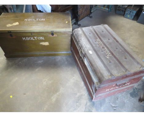 TWO VINTAGE TRAVEL TRUNKS 