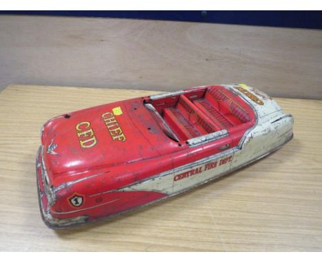A VINTAGE TINPLATE CAR 'CHIEF CENTRAL FIRES DEPARTMENT' 