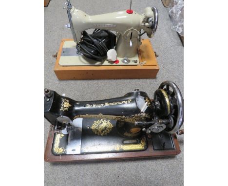 TWO VINTAGE SEWING MACHINES - A/F 